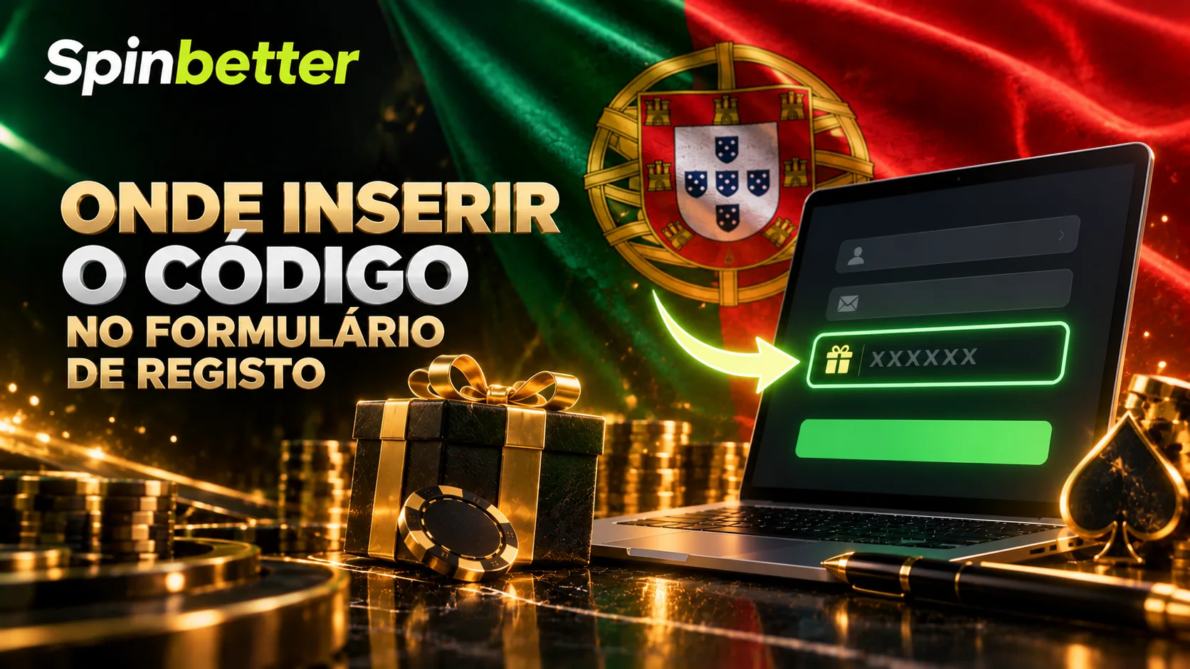 Formulário de registo com o campo do código promocional em destaque